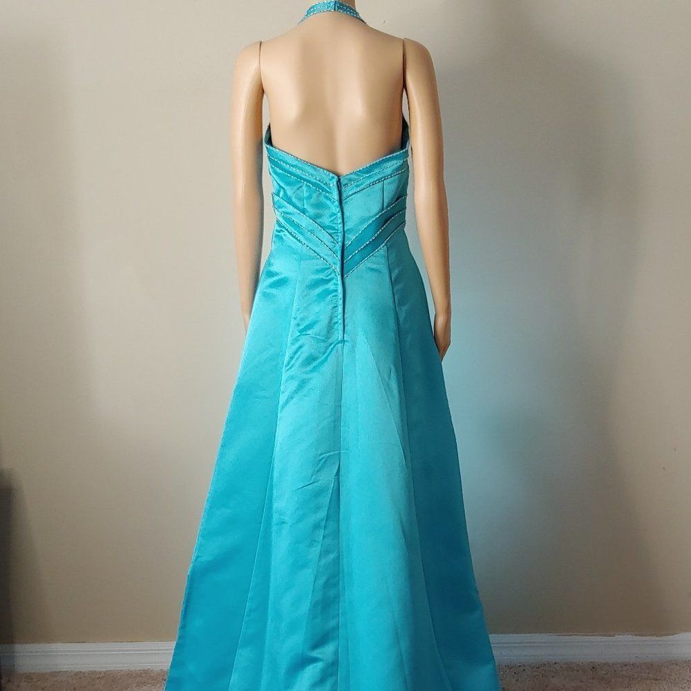 NWOT Tiffany Design Turquoise A-line Formal Gown - Picture 4 of 5
